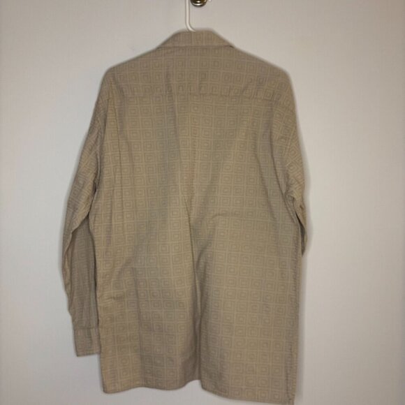LORD & TAYLOR Casual Classic Button Up Shirt Size Medium Tan Geometric - Picture 5 of 5